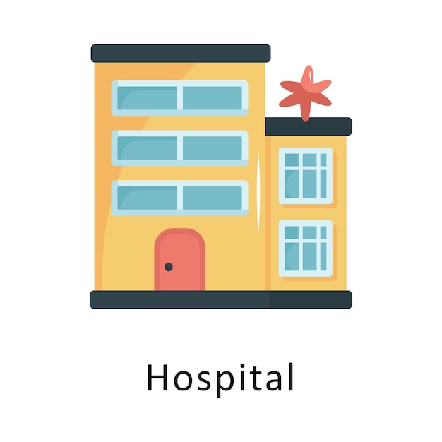 Icono plano vectorial del hospital Ilustración de diseño Símbolo en fondo blanco Archivo EPS 10