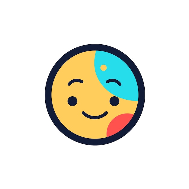 Icono plano vectorial de una ilustración vectorial colorida de un emoji sonriente con dos colores contrastantes