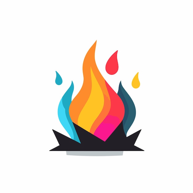 Icono plano vectorial de un logotipo de llama vibrante y moderno sobre un fondo blanco limpio