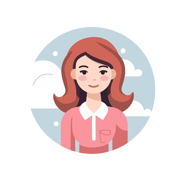 Vector icono plano vectorial una mujer con cabello rojo y una camisa rosa