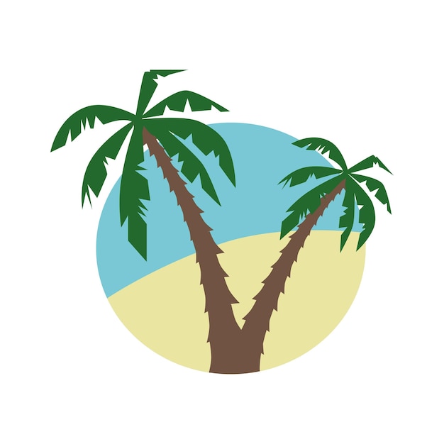 Icono plano vectorial con palmeras