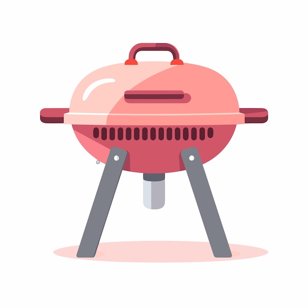 Icono plano vectorial una parrilla de barbacoa rosada con pinzas en ella