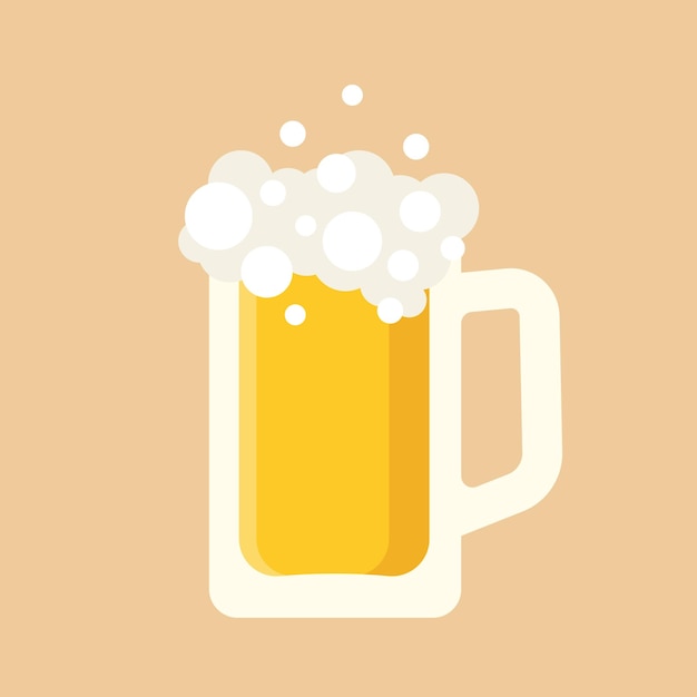 Icono plano vectorial de taza de cerveza mejor para carteles de logotipo, tarjetas de impresión, concepto de menú y diseño de marca