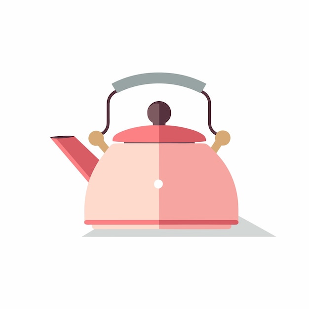 Icono plano vectorial una tetera de té rosa sobre un fondo blanco