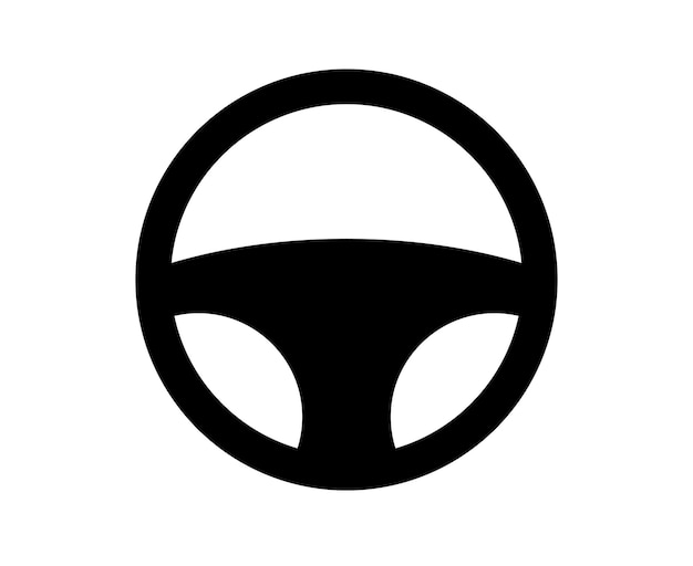 Icono plano del volante del automóvil aislado en un fondo blanco Elemento vectorial