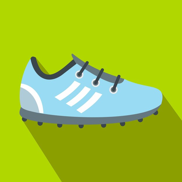 Icono plano de zapatos de fútbol sobre un fondo verde