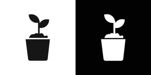 icono de planta conjunto de logotipo de vector de arte de línea negra