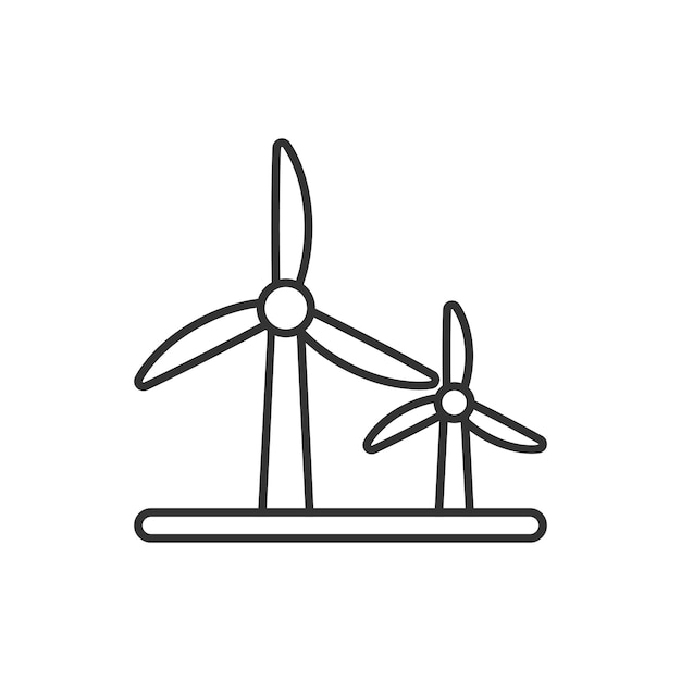 Icono de planta de energía eólica en estilo plano Ilustración de vector de turbina sobre fondo blanco aislado Concepto de negocio de signo de energía de aire