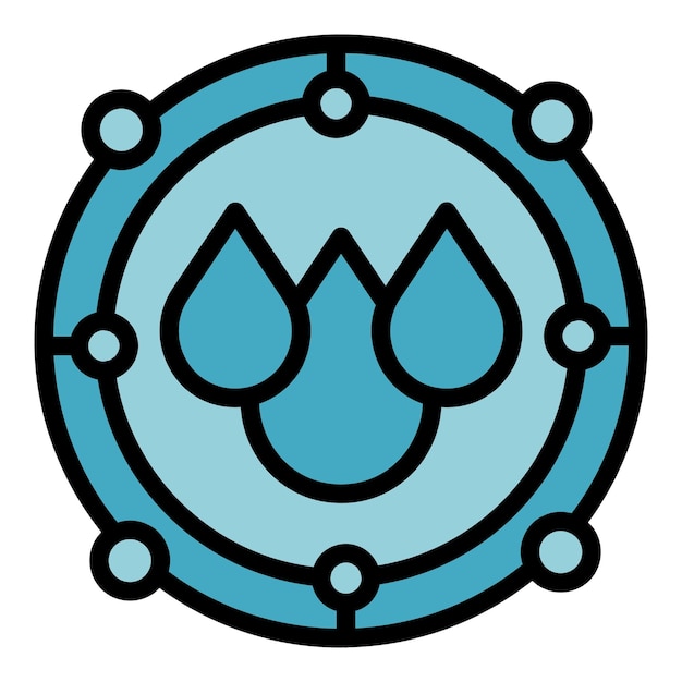 Icono de la planta de gota de lluvia contorno vector Estante de la Expo Comercio Justo color plano