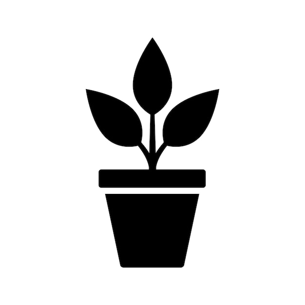 Icono de planta en maceta de arbusto negro