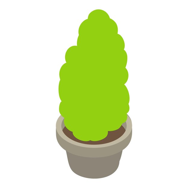 Icono de planta ornamental vector isométrico planta verde conífera decorativa en maceta thuja plicata paisajismo del sitio