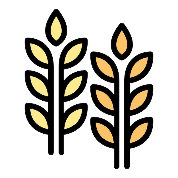 Icono de planta vegana vector de contorno dieta de alimentos cena color libre plano