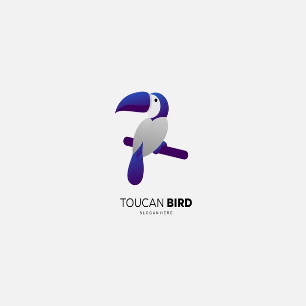 Icono de plantilla de degradado de color de diseño de pájaro tucán