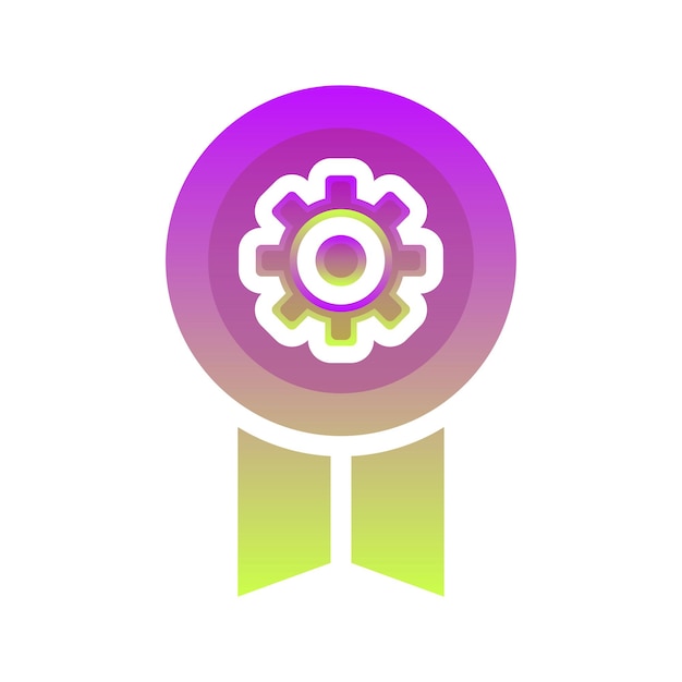 Icono de plantilla de diseño de degradado de logotipo de engranaje de medalla
