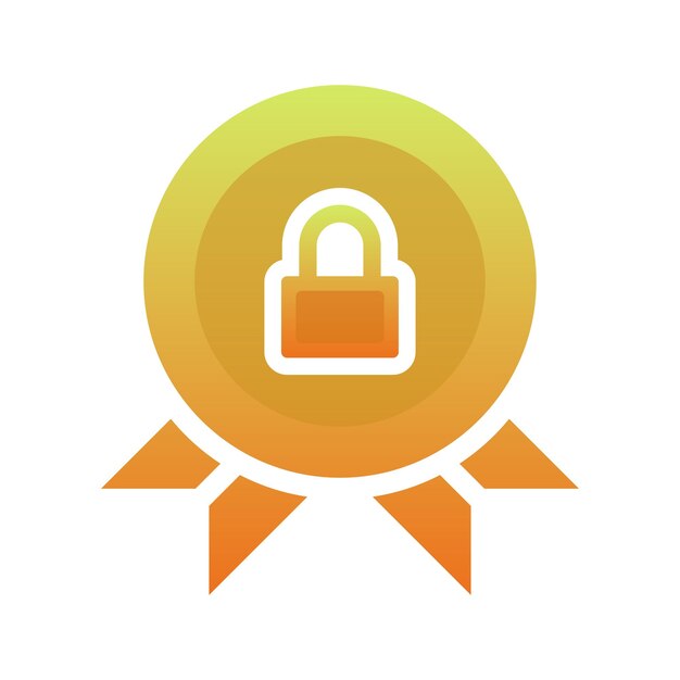 Icono de plantilla de diseño de logotipo degradado de bloqueo de medalla
