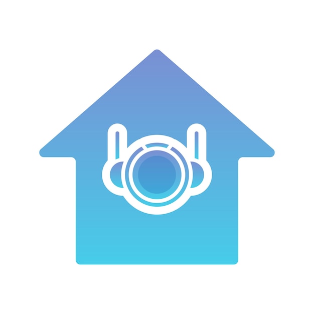 Icono de plantilla de diseño de logotipo de gradiente de casa de astronauta