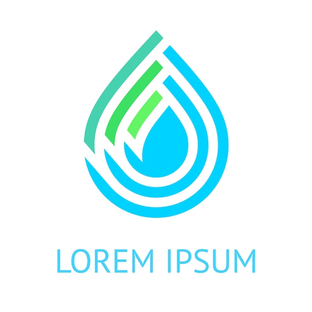 Icono de plantilla de logotipo azul verde gota de agua