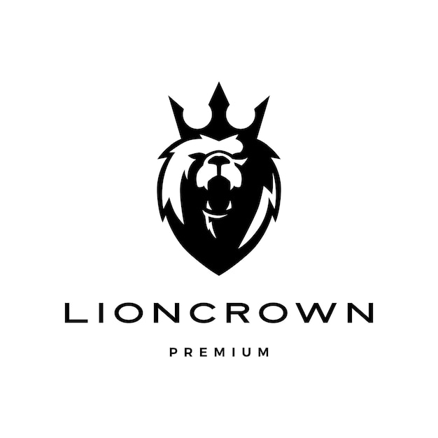 Icono de plantilla de logotipo de cabeza de corona de rey león