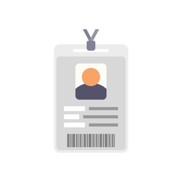 Icono de plantilla de tarjeta de identificación vector plano Pase de oficina Personal personal aislado