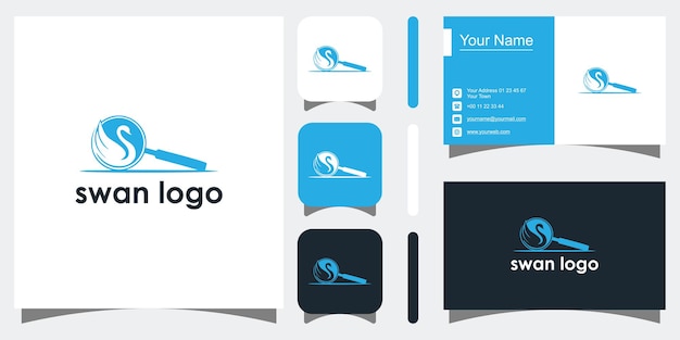 Icono de plantillas de concepto de cisne creativo y tarjeta de visita vector premium vector premium