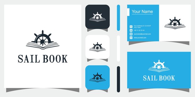 Icono de plantillas de concepto de libro de vela creativo y tarjeta de visita vector premium