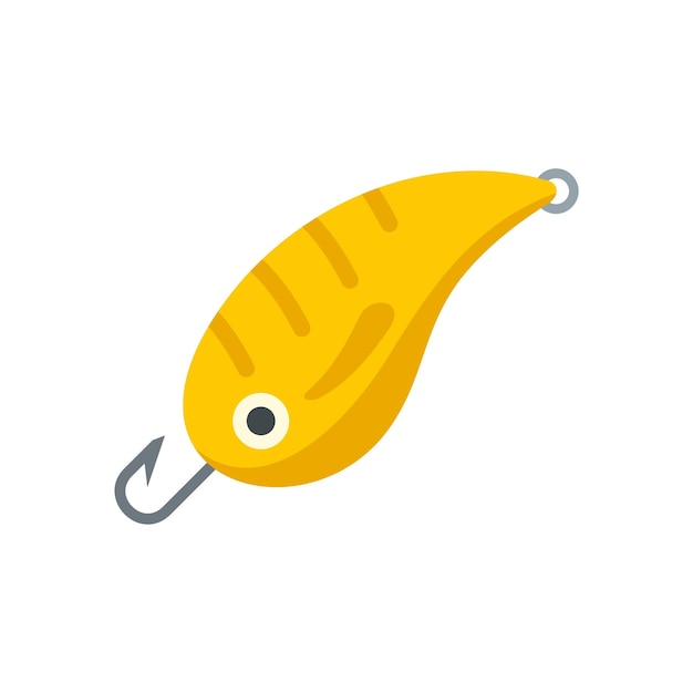 Icono de plástico de cebo de pescado Ilustración plana del icono de vector de plástico de cebo de pescado aislado sobre fondo blanco