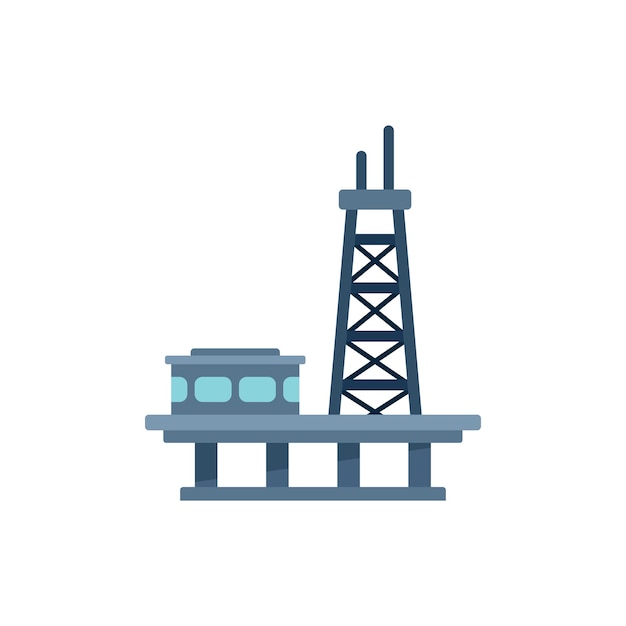 Icono de plataforma costa afuera vector plano Petróleo mar Perforación océano aislado