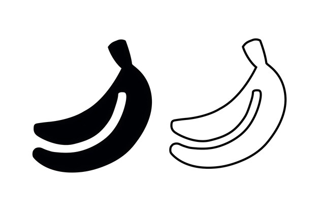 Icono de plátano blanco y negro