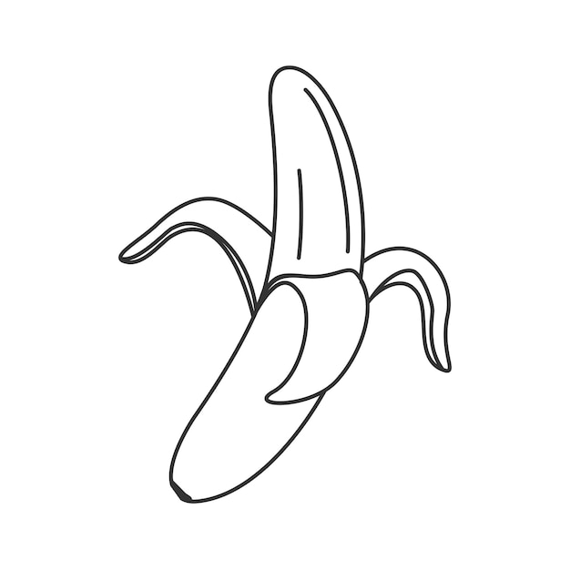 Icono de plátano con contorno Plátano entero con cáscara en estilo doodle
