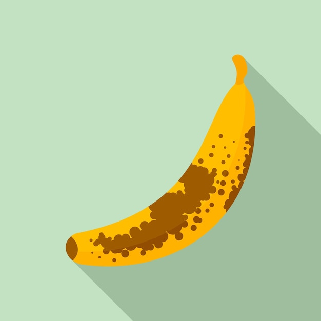 Icono de plátano con puntos marrones Ilustración plana del ícono vectorial de plátanos con punto marrón para el diseño web