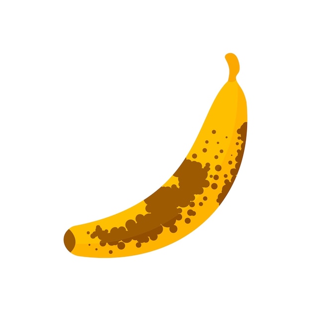 Vector icono de plátano con puntos marrones ilustración plana del ícono vectorial de plátanos con punto marrón para el diseño web