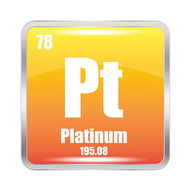 Ícono de platino Pt elemento químico Número atómico 78 Masa 19508 Símbolo cuadrado amarillo