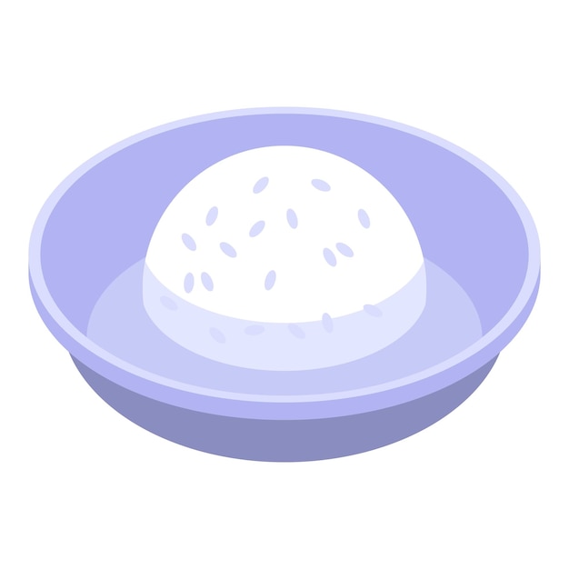Icono de plato de arroz asiático Isométrico del icono de vector de plato de arroz asiático para diseño web aislado sobre fondo blanco