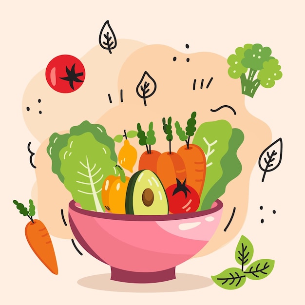 Icono de plato de ensalada de frutas y verduras aislado