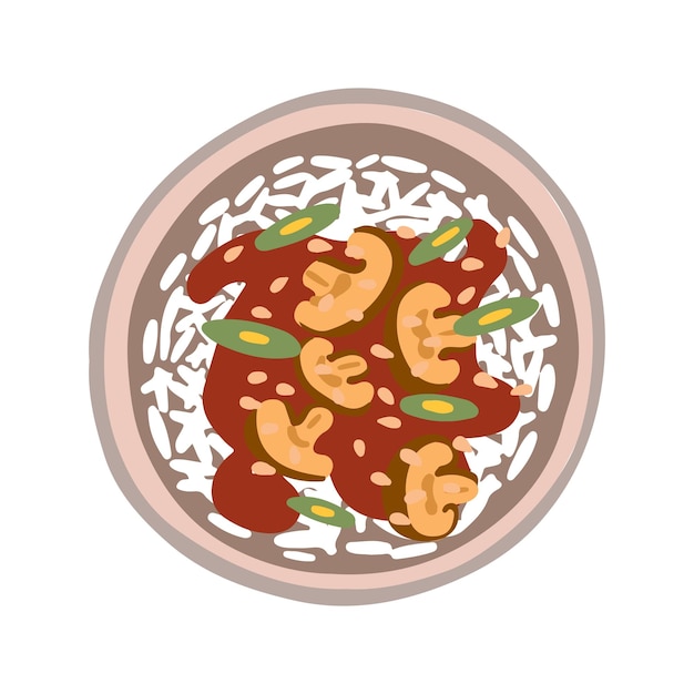El icono del plato de paella de dibujos animados comida española cocina española en blanco