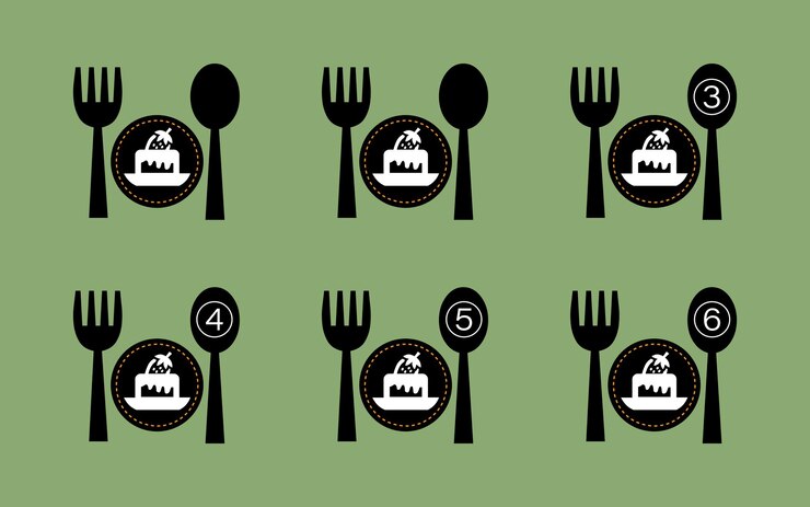 Vector ícono del plato del restaurante número de porción símbolo cuchara y plato