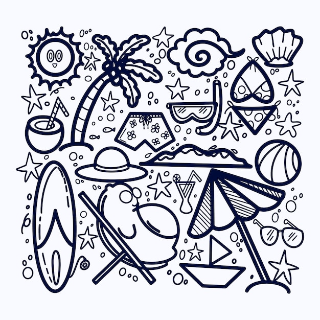 Icono de playa dibujado a mano doodle Vector