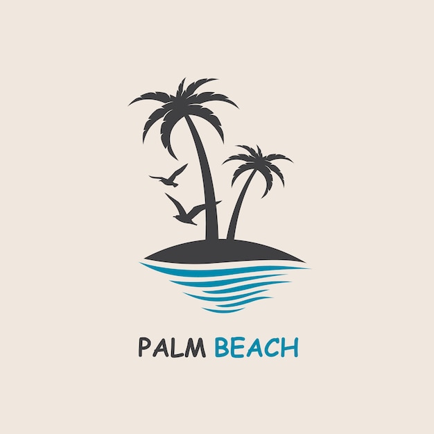icono de playa de palmeras