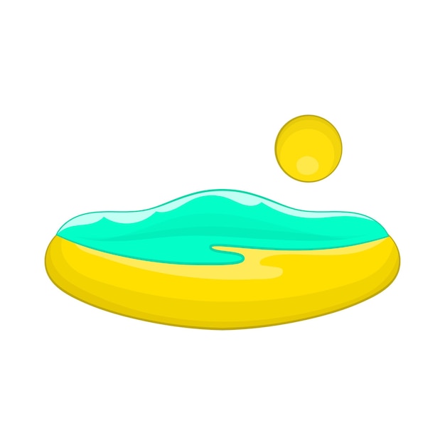 Icono de playa y sol en estilo de dibujos animados aislado sobre fondo blanco Símbolo de relajación