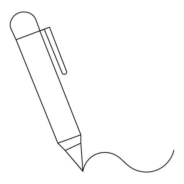Icono de pluma continuo dibujo de una línea ilustración vectorial de contorno