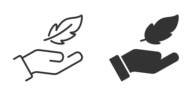 Icono de pluma en mano Icono de peso ligero Ilustración vectorial