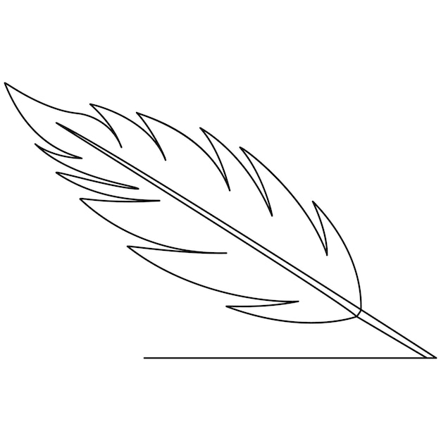 Icono de pluma de pájaro dibujo continuo de una línea ilustración vectorial de contorno