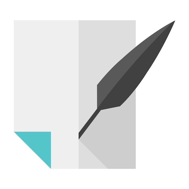 Icono de pluma de pluma de letra en estilo de color plano