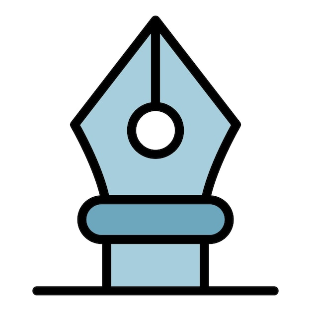 Icono de la pluma de tinta Contorno del ícono del plumo de tinta vectorial Color plano aislado
