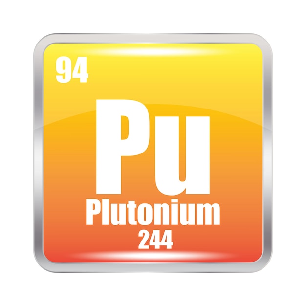 Ícono de plutonio Elemento químico Pu Número atómico 94 Masa 244 Cuadrado naranja
