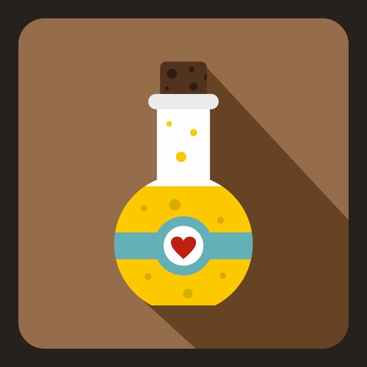 Vector icono de poción mágica en estilo plano con una larga sombra ilustración de vector de símbolo de trucos