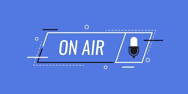 Icono de podcast como al aire en vivo. concepto de radiodifusión o transmisión. Ilustración de vector de estilo plano moderno.