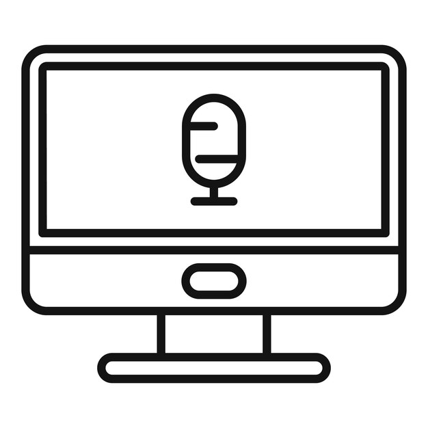 Icono de podcast de computadora Esquema Icono de vector de podcast de computadora para diseño web aislado sobre fondo blanco