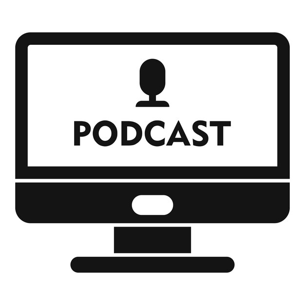 Icono de podcast de computadora Ilustración simple del icono de vector de podcast de computadora para diseño web aislado sobre fondo blanco