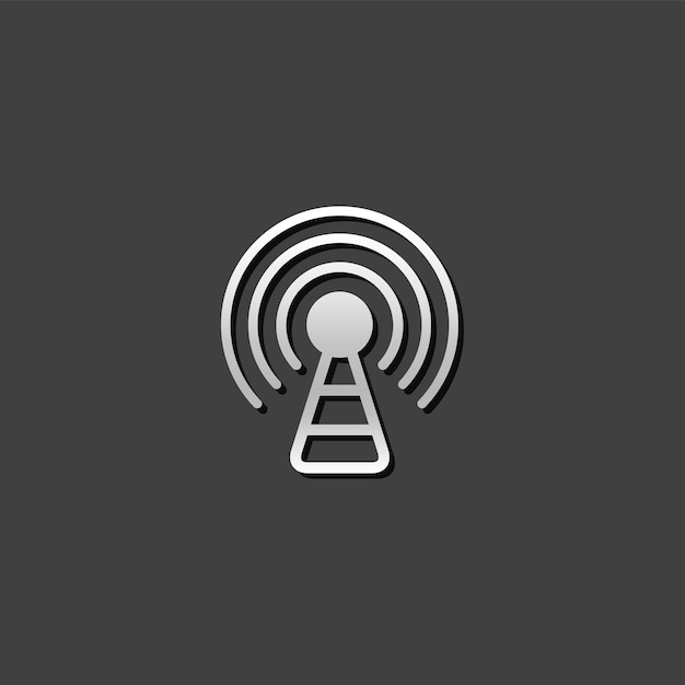 Icono de podcast en estilo de color gris metálico Noticias de transmisión